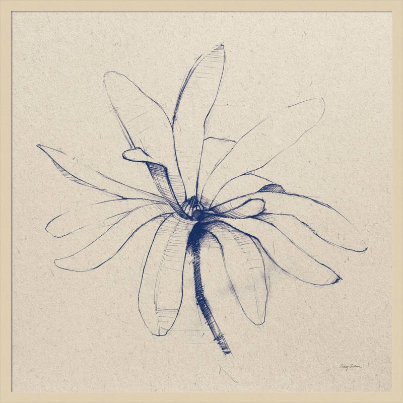 33&#34;x33&#34; Modern Vintage Floral I Indigo by Avery Tillmon Wood Framed Wall Art Print Brown - Amanti Art, 1 of 11