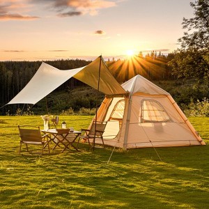 EROMMY 1-2 Person Canvas Bell Tent, Blow Up Tent with Hand Pump, Easy Setup with Stove Jack –7.5x7.5x5.6ft - 1 of 4