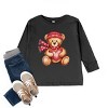 Valentine Teddy Bear Beanie - Toddler Long Sleeve Graphic Tee - 3 of 4
