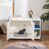 PawHut Wooden Cat Litter Box Enclosure, Multipurpose Anti-Tracking Pet Kitten House, Indoor End Table with Double Doors & Storage Shelves - 3 of 4