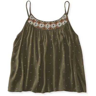Aeropostale Womens Embroidered Swingy Cami Tank Top