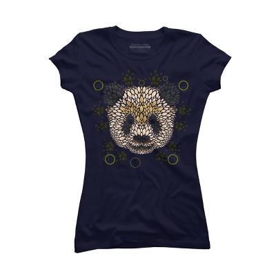 Junior's Design By Humans Panda Face By LetterQ T-Shirt
