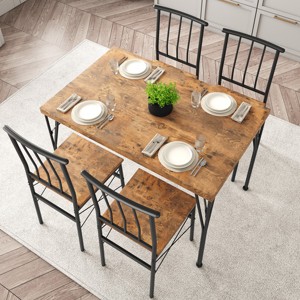 Vipbear 5-Piece Kitchen Table and Chairs Set Rectangular Dining Room Table Set with 4 Chairs,Space-Saving Kitchen Table Set for Small Space,Apartment - 1 of 4
