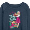 Women's - Barbie - Holidays & Christmas Lightweight French Terry Wide Neck Long Sleeve Shirt - 2 of 4
