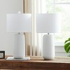HomeRoots Set of Two 30" White Textured Ceramic Table Lamps With White Drum Shades - 2 of 4