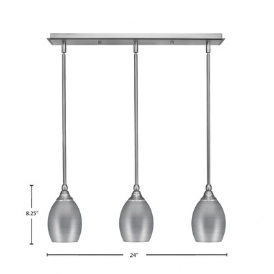 Toltec Lighting Any 3 - Light Chandelier in  Brushed Nickel with 5" Brushed Nickel Oval Metal Shade Shade