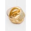 Slickblue Metallic Gold Braided Ring with Sparkling Rhinestones, Stylish Cocktail Accessory, Size 6 - 4 of 4