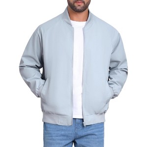 INSPIRE CHIC Men's Casual Stylish Lightweight Full Zip Up Bomber Jacket - 1 of 4