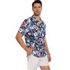 Men's Hawaiian Shirt Short Sleeve Linen Button Down Shirts Casual Floral Printed Beach Shirts with Pocket - 2 of 4