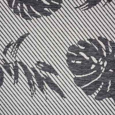 Tropical Island Vibes Silver-Black Synthetic 8' x 10' Area Rug