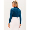 INSPIRE CHIC Women's Long Sleeve Lapel Collar Velvet Open Front Cropped Cardigan - 3 of 4