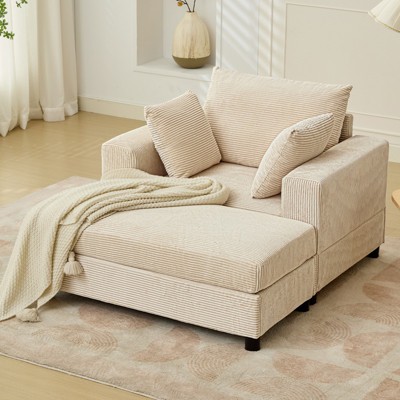 Mjkone Modern Extra-Large Corduroy Upholstered Modular Sectional Sofa Set,Deep Seat Sleeper Chair Indoor with Ottoman