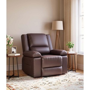 Electric Power Lift Recliner Chair with Heat & Massage - PU Leather Recliner for Elderly & Mobility Impaired, Adjustable Back and Legs - 1 of 4