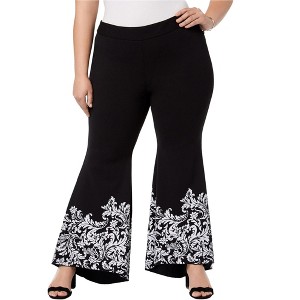 I.N.C International Concepts Womens Scroll Tulip Casual Wide Leg Pants, Black, 24W - 1 of 1