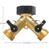 VisioGear Garden Hose Splitter 2 Way, Y Connector Brass Garden Hose Adapter, Gold & Black, 3.2"*2.8"*1.8" - 3 of 4