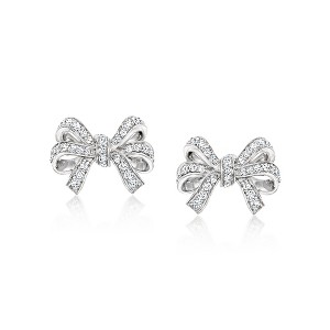 Ross-Simons 0.70 ct. t.w. White Topaz Bow Earrings in Sterling Silver - 1 of 3