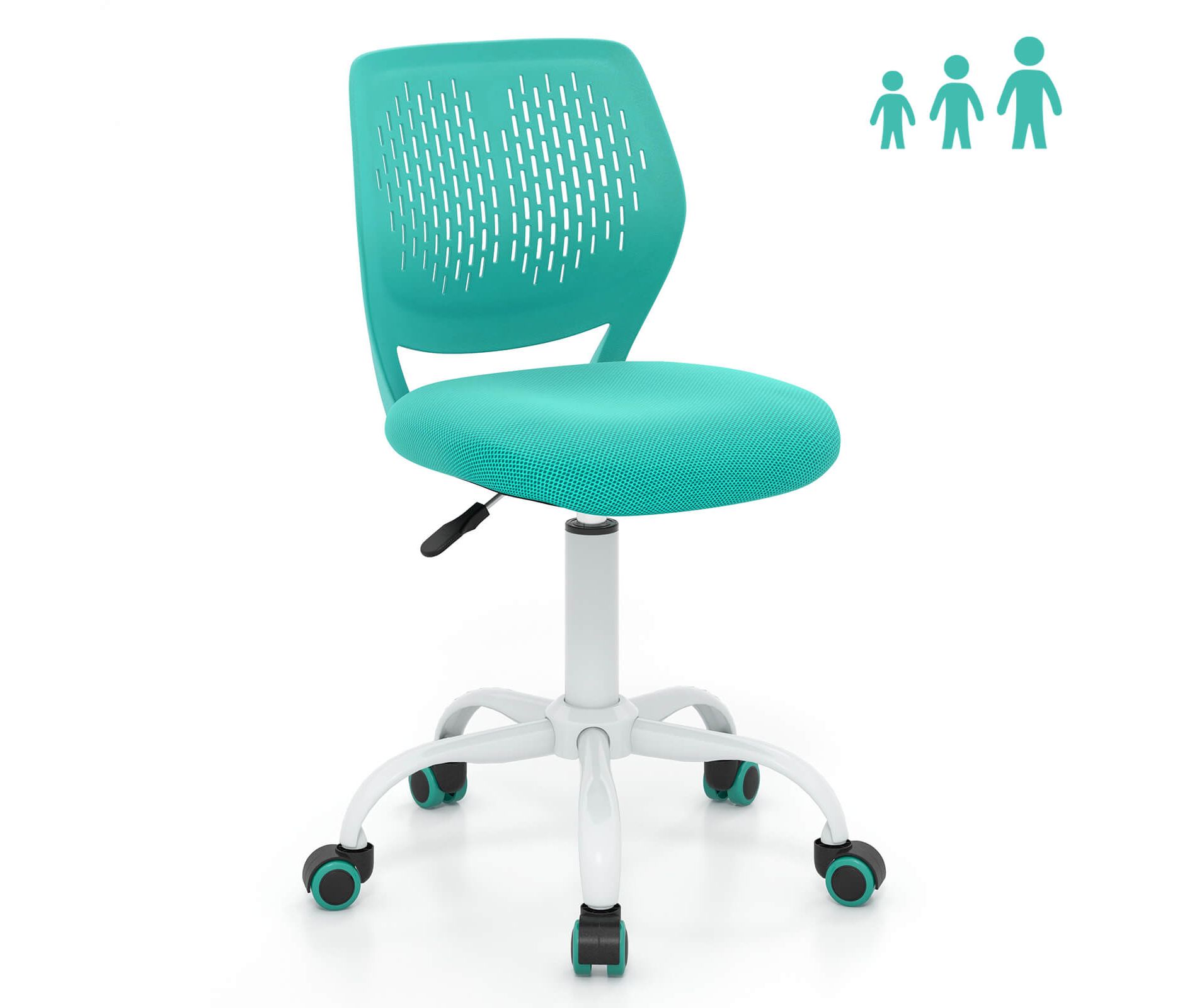 Costway Kids Desk Chair Ergonomic Swivel Children Mesh Study Height Adjustable Turquoise