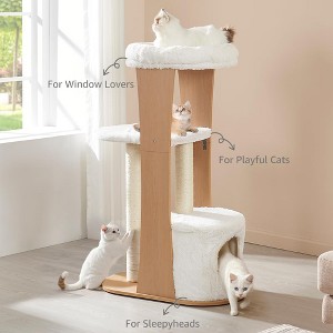 unipaws All-in-One Modern Cat Tree – Tall Tower with Condo, Scratching Post & Hammock Bed - 1 of 4