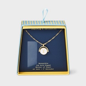 14K Gold Dipped Crystal and Mother of Pearl Circle Spinner Initial Necklace - A New Day™ - 1 of 4