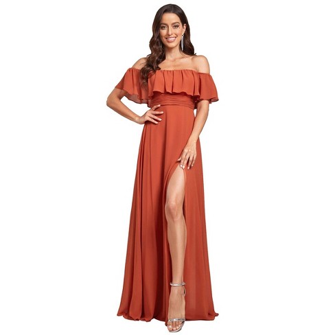 Ever pretty Off Shoulder Ruffle Thigh Slit Bridesmaid Dresses Target