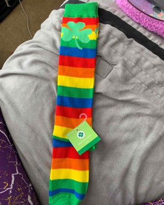 Women's Striped Rainbow St. Patrick's Day Knee High Socks - Green