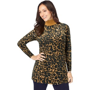 Jessica London Women's Plus Size Cotton Cashmere Turtleneck - 1 of 4