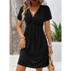 Women's Twist Front V Neck Short Sleeve Dress A Line Casual Short Dresses - 2 of 4