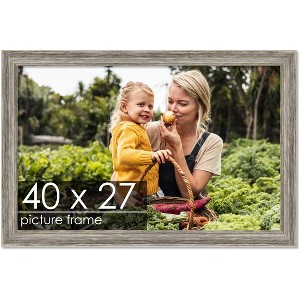 PosterPalooza | 40x27 Thin Barnwood Picture Frame, UV Acrylic, 2 Finishes - Grey and Black - 1 of 4