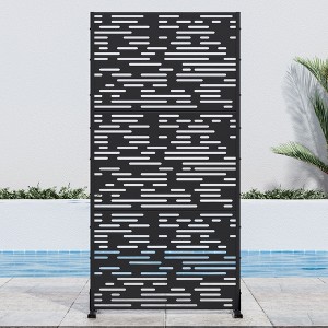 Wooakway 35" x 72" Black Metal Garden Trellis Privacy Screen Indoor Outdoor Room Divider Lattice Panel - 1 of 4