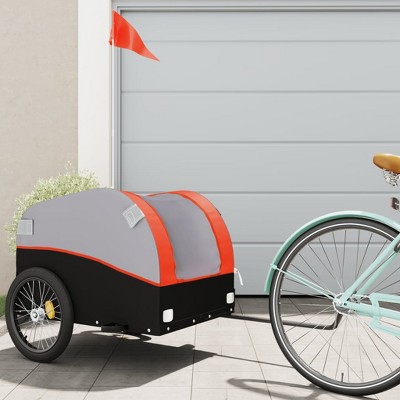 VidaXL Bike Trailer Black and Orange 99.2 lb Iron