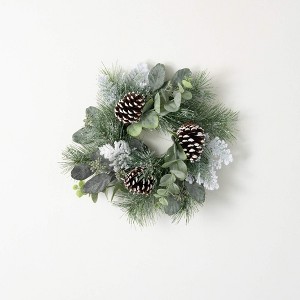 14"H Sullivans Snow Sugar Pine Christmas Mini Wreath, Green - 1 of 3