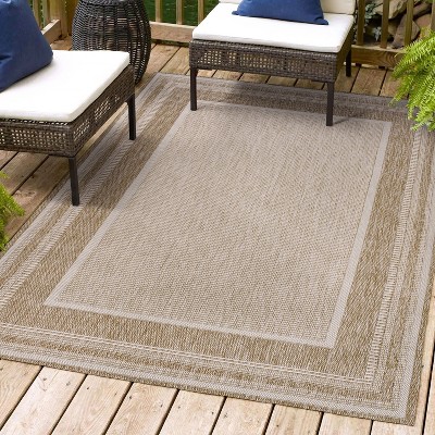 Beckett Classic Casual Border Stripe Indoor/Outdoor Area Rug - JONATHAN Y