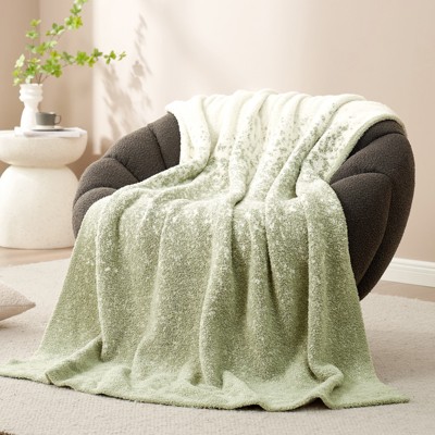 Snuggle Sac Cozy Fuzzy Knit Throw Blanket Soft Reversible Bedding Blankets