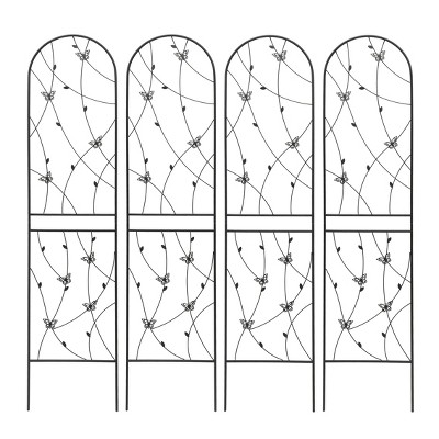 Lirago Black, 86.61"H * 19.68"W * 0.51"D, 4 pieces, Weatherproof Multi-functional Outdoor Screen - Laser-Cut Galvanized Steel Panel