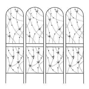 Lirago Black, 86.61"H * 19.68"W * 0.51"D, 4 pieces, Weatherproof Multi-functional Outdoor Screen - Laser-Cut Galvanized Steel Panel - 1 of 4
