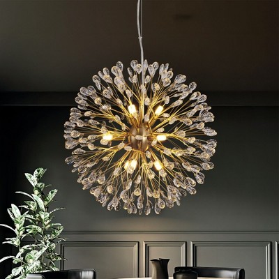 Rennnsan Norvyn 20"W 9-Light Sputnik Dandelion Crystal Modern Glam Dimmable Chandelier
