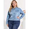 Agnes Orinda Women's Plus Size Classic Denim Long Sleeve with Pockets Fashion Jean Jackets - 4 of 4