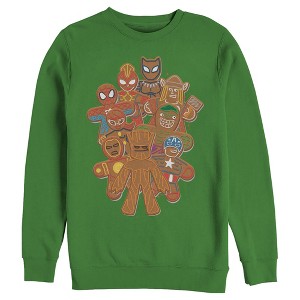 Men's Marvel Christmas Gingerbread Cookie Heroes Sweatshirt - 1 of 3