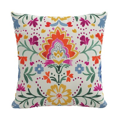 18"x18" Polyester Gabriela Square Throw Pillow - Skyline Furniture: Cotton Damask Design, Indoor Decor with Removable Zippered Cover