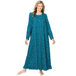 Dreams & Co. Women's Plus Size Long-Sleeve Gown - 1 of 4