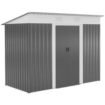 Outsunny Metal Garden Shed, Backyard Tool Storage Shed with Dual Locking Doors, 2 Air Vents and Steel Frame
