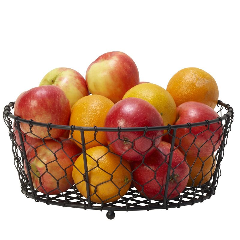 Gourmet Basics by Mikasa Farmer's Market Centerpiece Fruit Storage Basket, 10-Inch, Black, 4 of 7