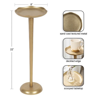 Alessia Gold Aluminum Round Drink Table with Deckled Edge