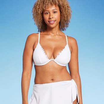 Women's Ribbed Longline V-wire Bikini Top - Shade & Shore™ White 34b :  Target