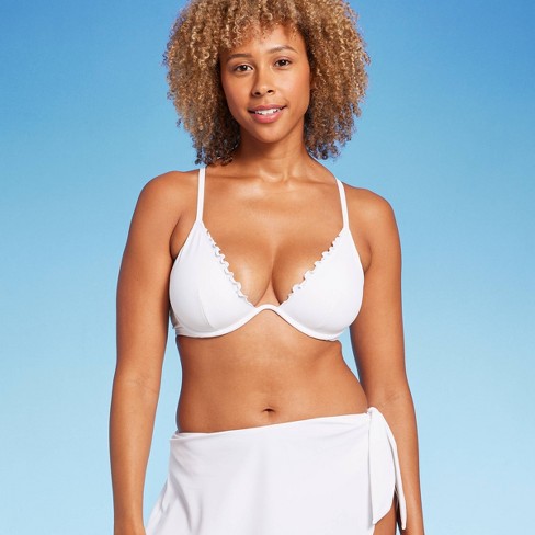 Women's Underwire Ruffle Trim Bikini Top - Shade & Shore™ White 34DD