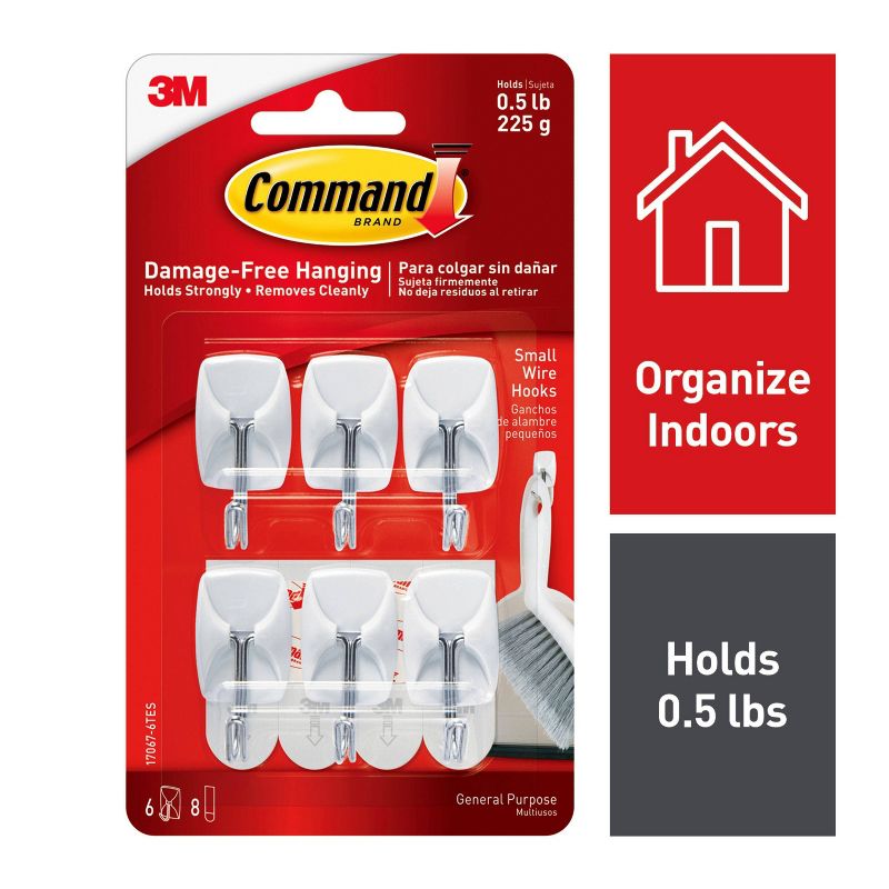 Command Small Sized Wire Hooks White, 3 of 18