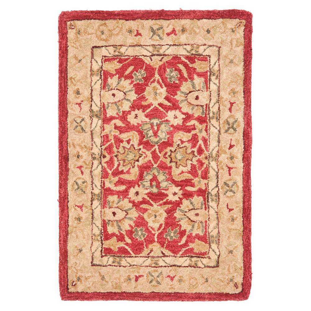 Red/Ivory Floral Tufted Accent Rug 2'x3'