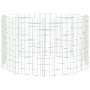 vidaXL Free Range Animal Enclosure - Rabbit Hutch 10-Panel Cage 21.3"x39.4" Iron - DIY Customizable Pet Playpen, Silver - 1 of 4