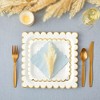 Juvale 48 Pack Square White and Gold Paper Plates with Foil Scalloped Edges for Wedding, Bridal Shower, Birthday, 7 In - 2 of 4