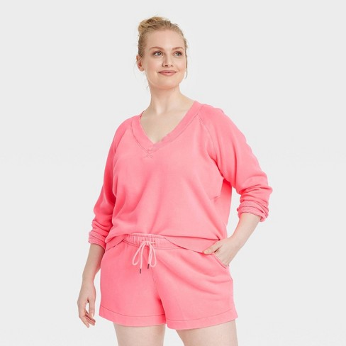 Women's Cropped Zip-up Sweatshirt - Universal Thread™ Pink Xl : Target